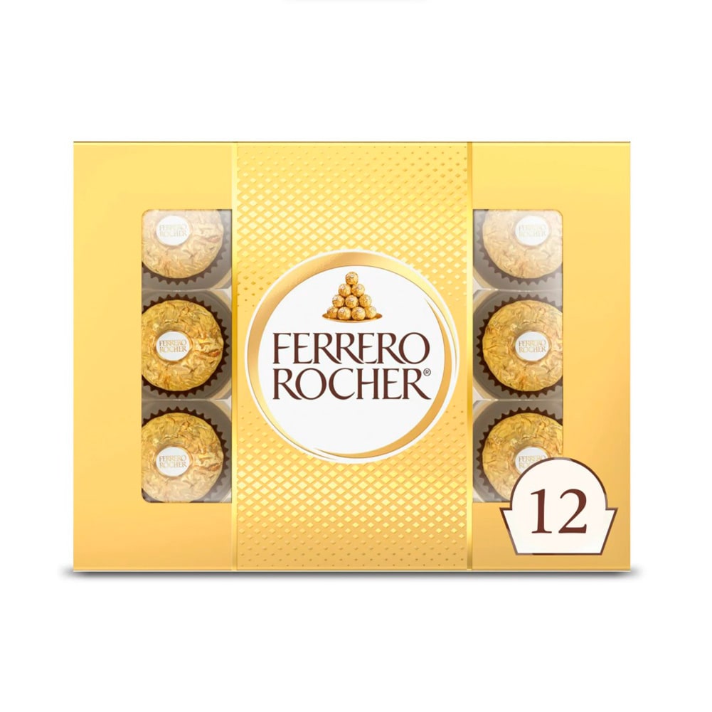 Chocolate Ferrero Rocher, 12 Count, Chocolate Hazelnut, Individually Wrapped Candy for Gifting, 5.3 oz. Ferrero chocolate, birthday gift, anniversary, celebration. Encuentralo Disponible En Fresh Flowers Orlando.
