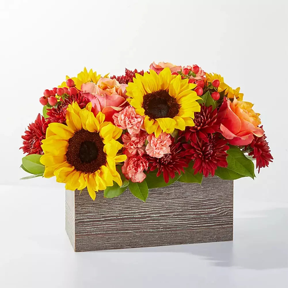 Rustic fall bouquet in golden tones