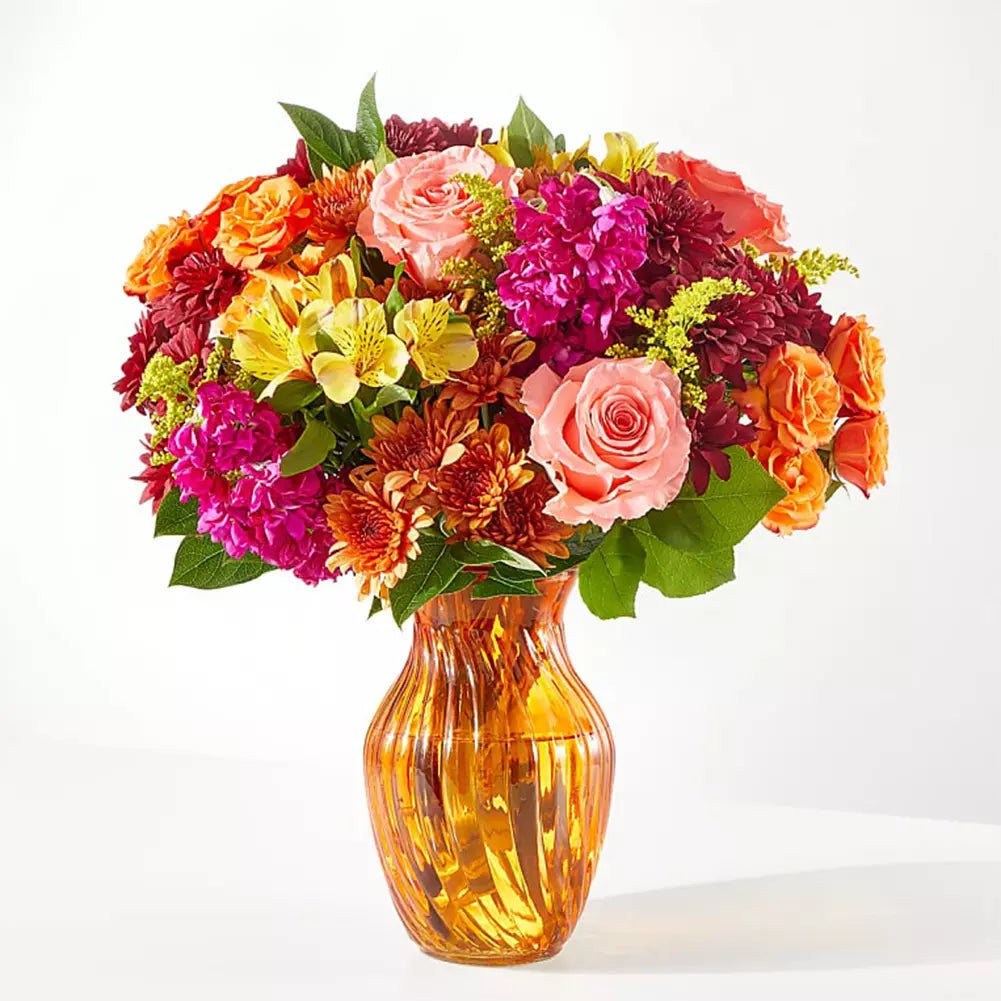 Roses, stock and alstroemeria in vivid colors