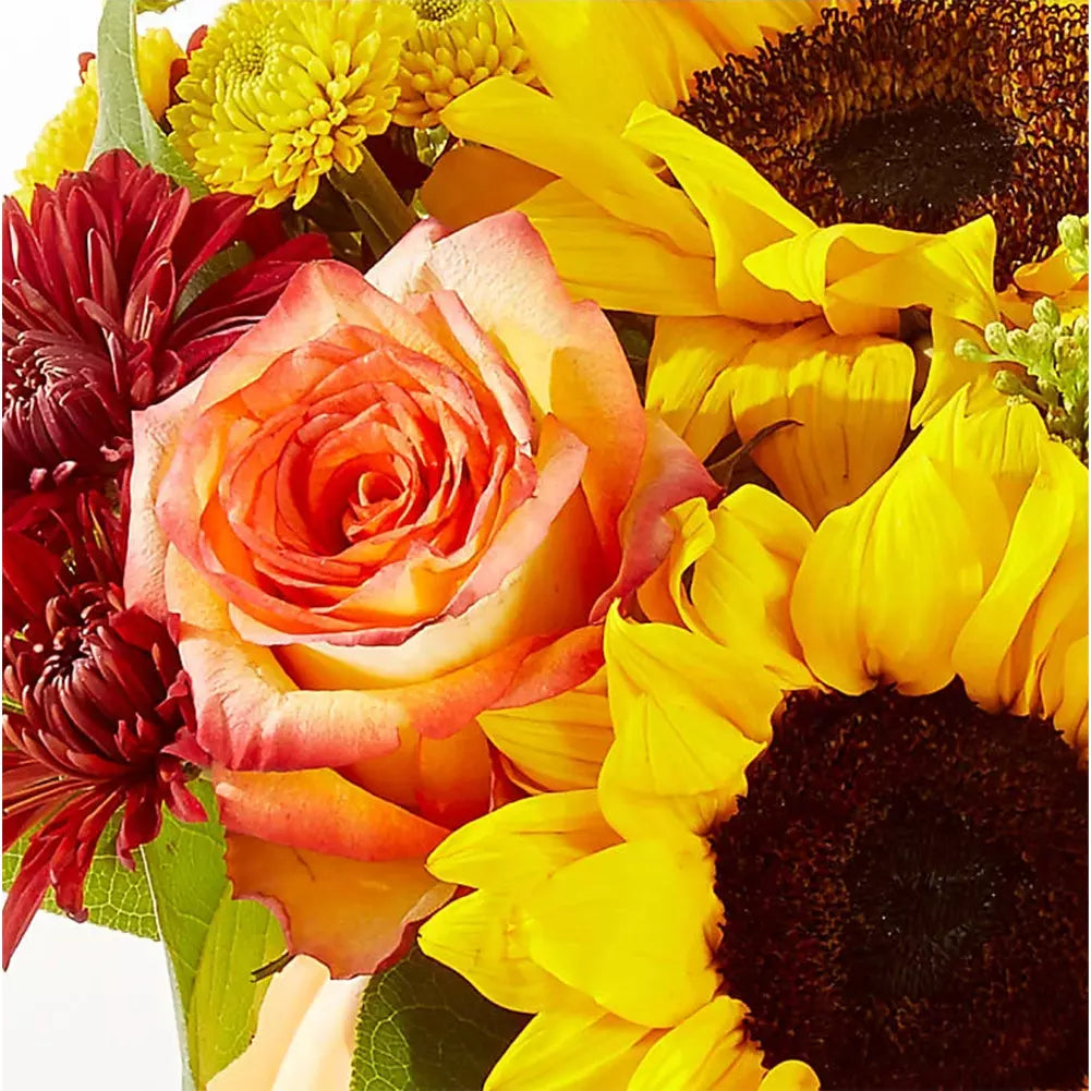 Pumpkin spice bouquet with pink roses