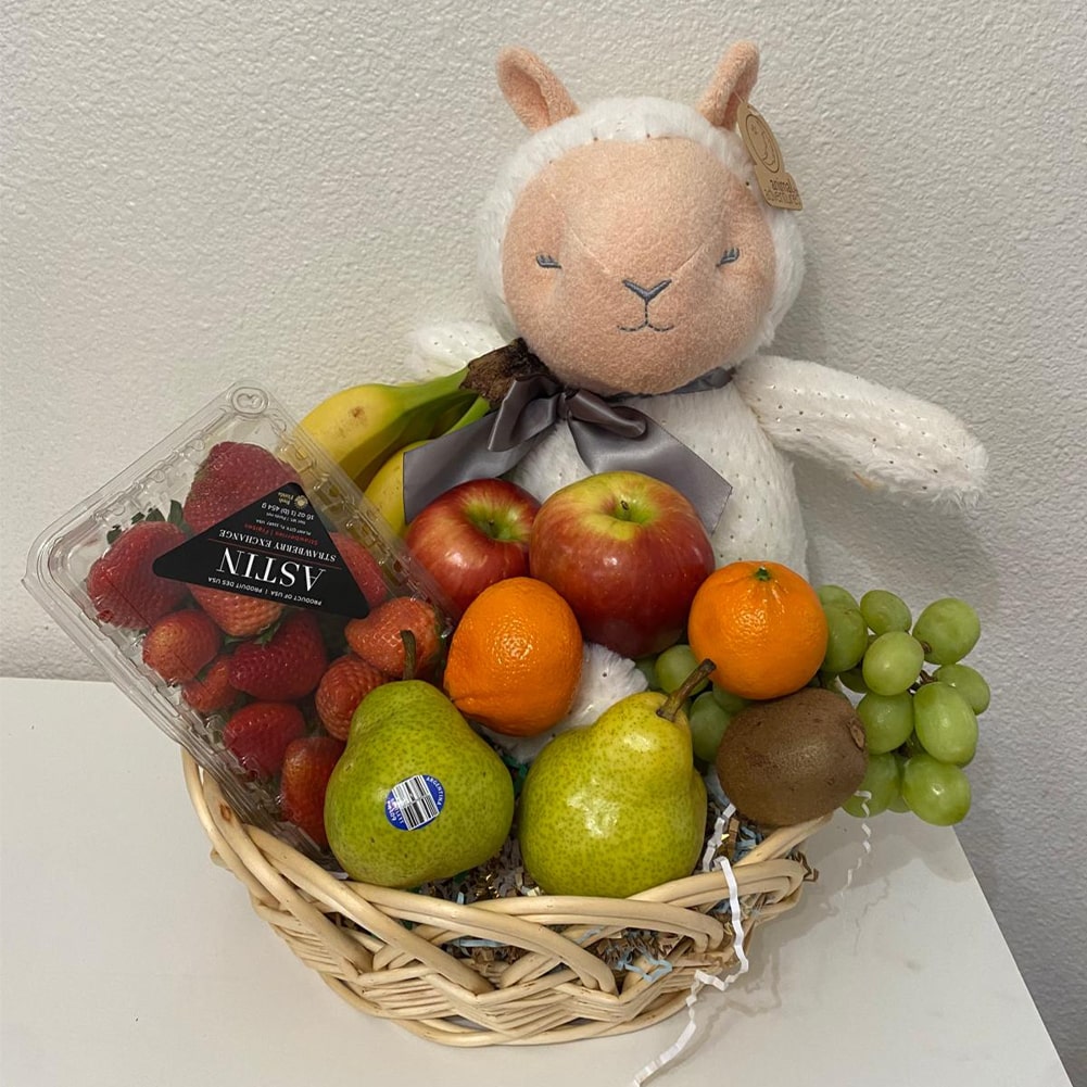 With our Thank You Fresh Fruit basket, give a beautiful gift that comes with a stuffed sheep. An elegant and healthy way to show your appreciation. Fresh Flowers Orlando Florist