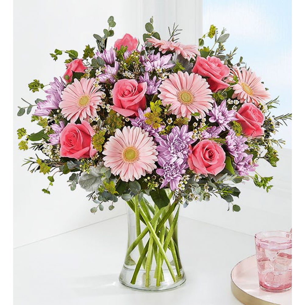 Passion Bouquet Grande: Rosas, Margaritas, Claveles, Eucalipto Baby, Follaje Verde, Flores De Aniversario, Romance. Passion Bouquet: Roses, Daisies, Carnations, Baby Eucalyptus, Green Foliage, Anniversary Flowers, Romance. Fresh Flowers Orlando, Florist