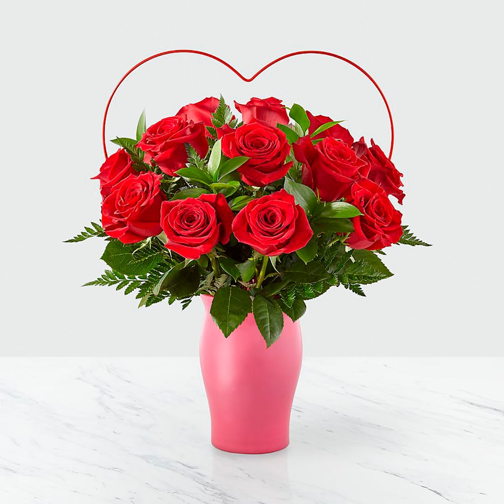 Love roses, Two colours of roses, carnations and more flowers make a bold statement of your love for Valentine&