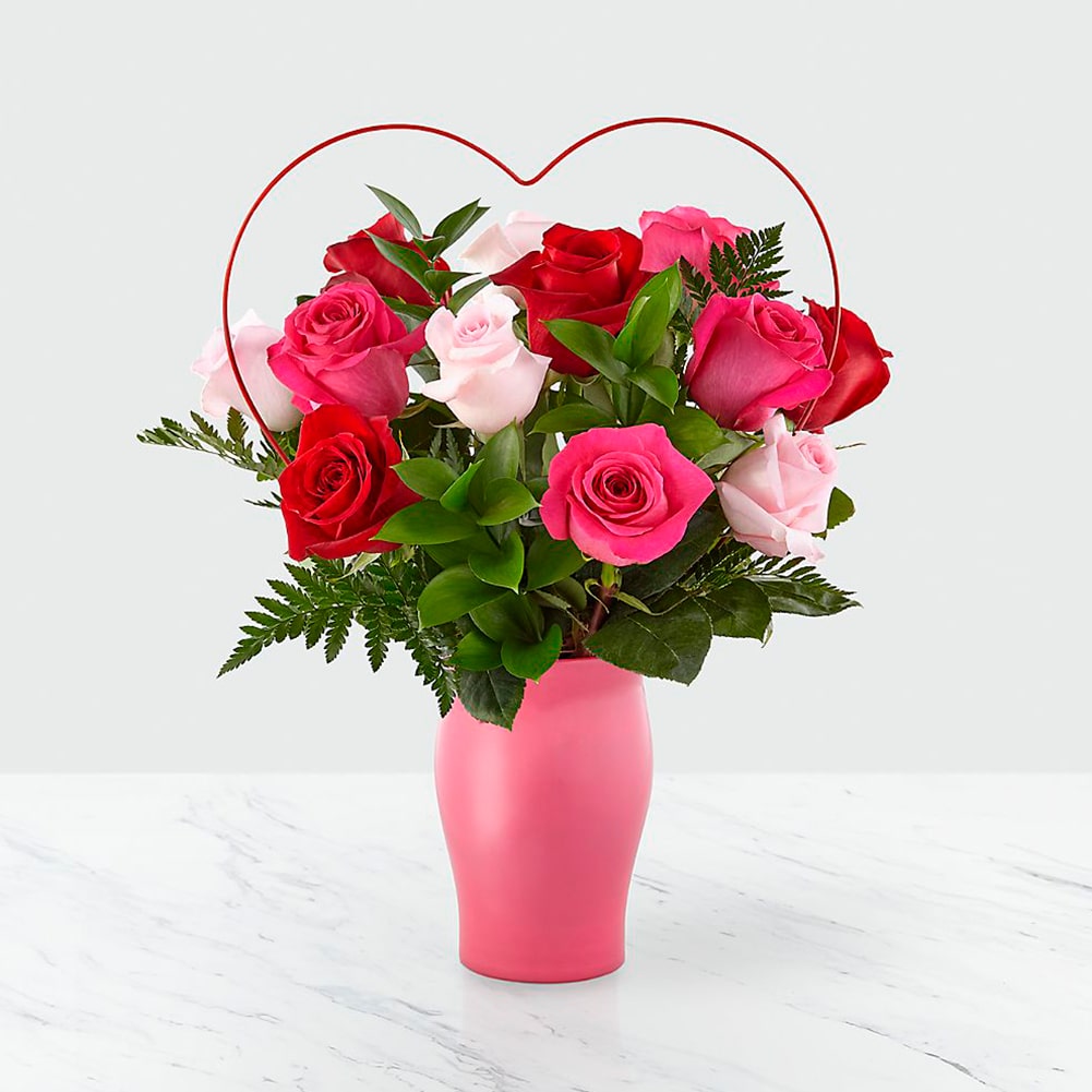 Love roses, Two colours of roses, carnations and more flowers make a bold statement of your love for Valentine&