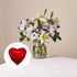 Azul y Blanco Bouquet, Premium + 18" Metallic Red Heart Flat, ¡Este precioso ramo de Azul y Blanco es el regalo perfecto para el amor de tu vida! Con sus dulces margaritas, lirios, y rosas frescas, Detalles De La Flor: Margaritas, Lirios, Rosas, Hojas Verdes Frescas, Flores De Cumpleaños, Fresh Flowers Orlando, Florida, Delivery.