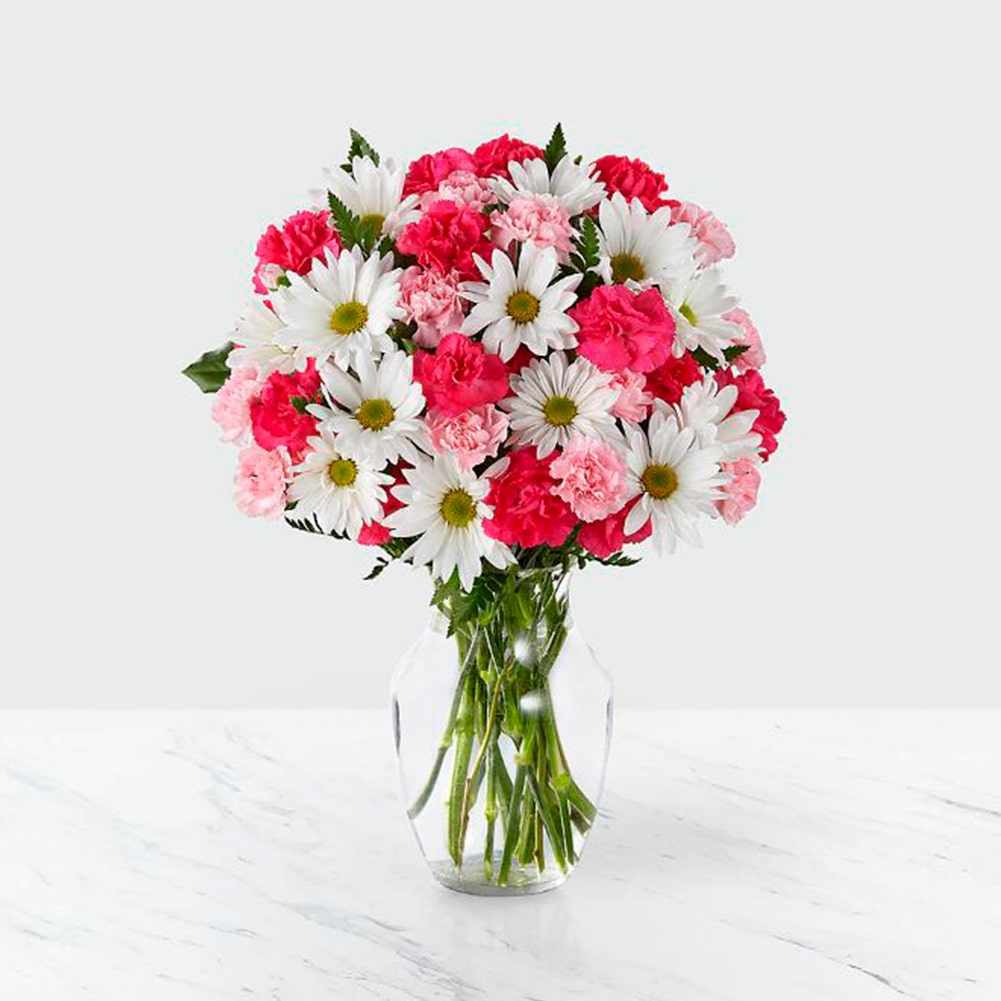 Amor en primavera, Fresh Flowers Orlando, Florist Regalo De Flores Para Toda Ocasión, Arreglo Flores Amor Primaveral, Claveles, Margaritas, es un hermoso regalo de aniversario, regalo de flores de cumpleaños.Floristería En Orlando, FL. Delivery