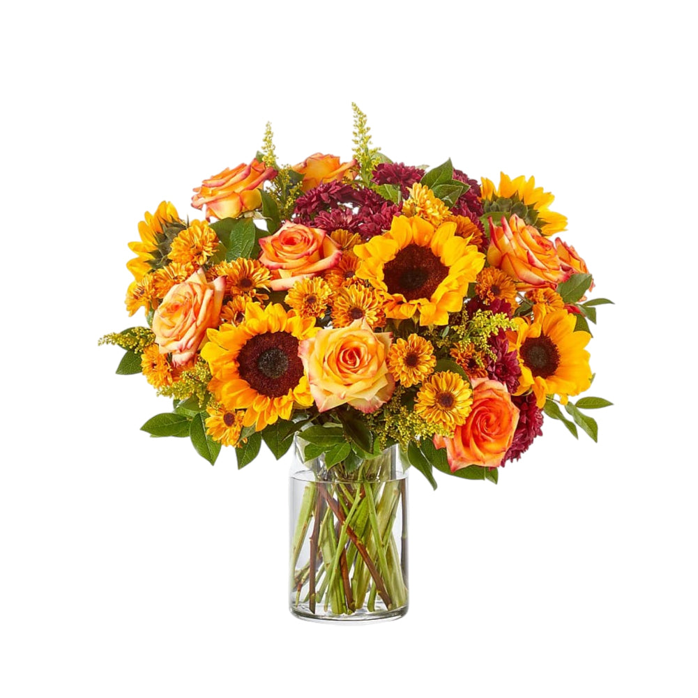 Ramo de girasoles de otoño con gerberas
