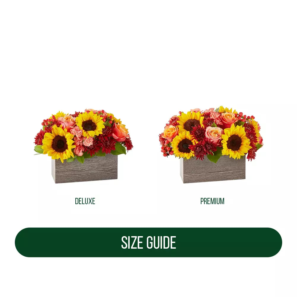 Centro de mesa rectangular con girasoles