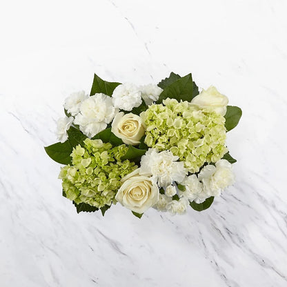 Baby Boy Bouquet, Welcome their baby boy with a bouquet that says “Hello, little man!” This arrangement features a stunning combination of roses, hydrangea and carnations to help the growing family celebrate their new adventure. Fresh Flowers Orlando.