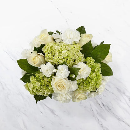 Baby Boy Bouquet, Welcome their baby boy with a bouquet that says “Hello, little man!” This arrangement features a stunning combination of roses, hydrangea and carnations to help the growing family celebrate their new adventure. Fresh Flowers Orlando.