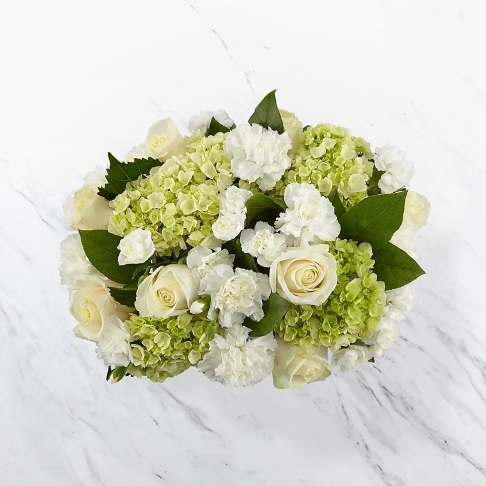 Baby Boy Bouquet, Welcome their baby boy with a bouquet that says “Hello, little man!” This arrangement features a stunning combination of roses, hydrangea and carnations to help the growing family celebrate their new adventure. Fresh Flowers Orlando.