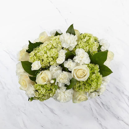 Baby Boy Bouquet, Welcome their baby boy with a bouquet that says “Hello, little man!” This arrangement features a stunning combination of roses, hydrangea and carnations to help the growing family celebrate their new adventure. Fresh Flowers Orlando.