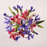 Belle Bouquet, Arranged with elegant florals and fragrance, this show-stopping collection of lilies and irises shares the perfect expression for any reason or occasion. Fresh Flowers Orlando.