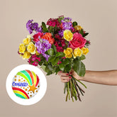 Bouquet of Love in Spring + Congrats Shooting Star, Home decoration with roses and carnations, it is a beautiful gift for anniversary, flower gift for birthday, flowers for all occasions and decoration, Fresh Flowers Orlando.