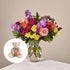 Bouquet of Love in Spring + Teddy Bear, Home decoration with roses and carnations, it is a beautiful gift for anniversary, flower gift for birthday, flowers for all occasions and decoration, Fresh Flowers Orlando.