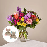 Bouquet of Love in Spring + Teddy Elephant Medium Assorted, Home decoration with roses and carnations, it is a beautiful gift for anniversary, flower gift for birthday, flowers for all occasions and decoration, Fresh Flowers Orlando.