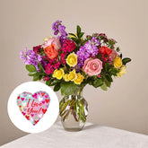 Bouquet of Love in Spring + Heart Shaped Balloon, Home decoration with roses and carnations, it is a beautiful gift for anniversary, flower gift for birthday, flowers for all occasions and decoration, Fresh Flowers Orlando.