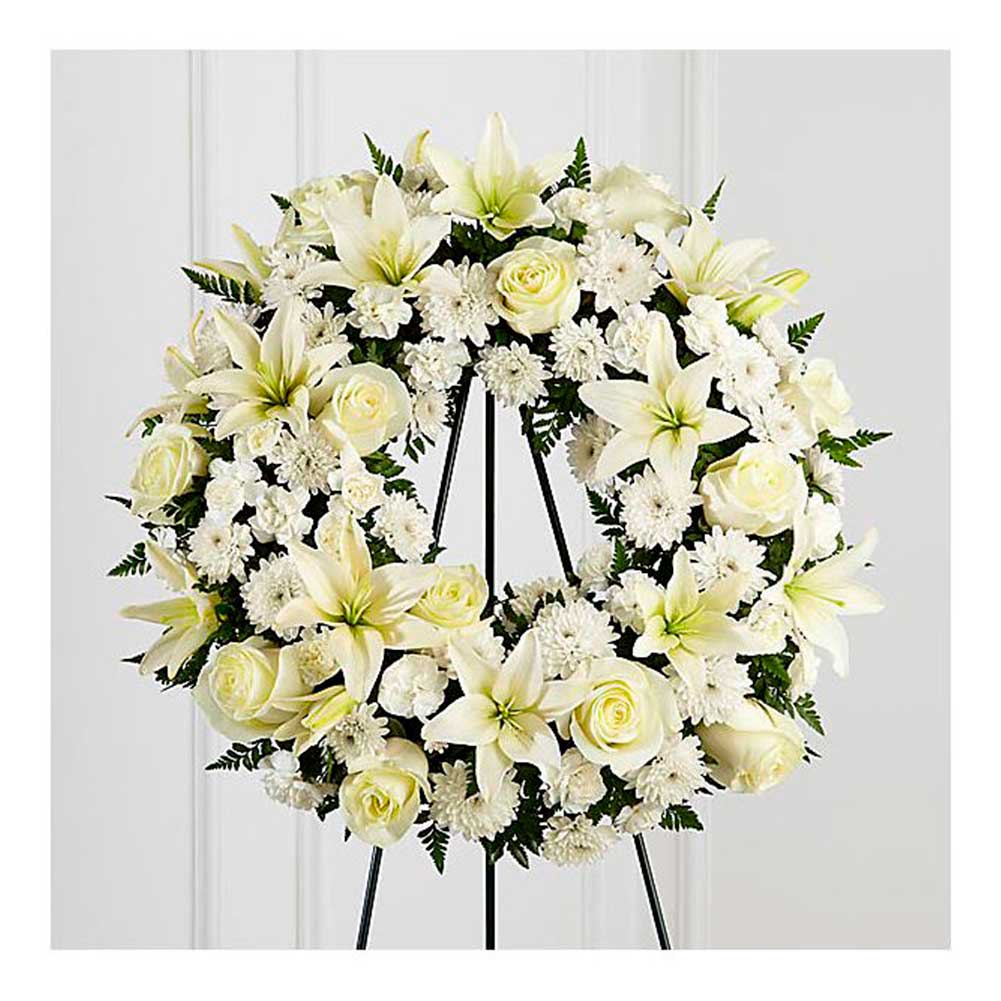 Sympathy Pedestal Memoria es una elegante exhibición de dulce serenidad. Fresh Flowers Orlando