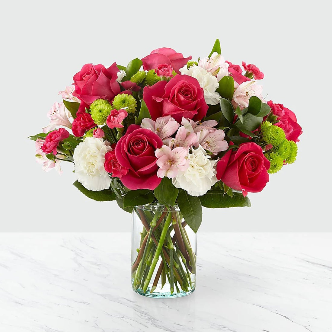 Pretty Roses, Flowers for garden and home decoration with variety of hot pink roses, pale pink alstroemeria, it is a beautiful gift for anniversary, flower gift for birthday, flowers for all occasions and decoration, Fresh Flowers Orlando.