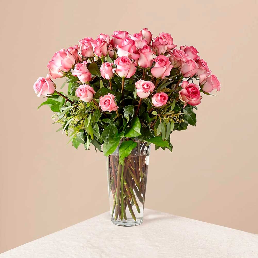 The Long Stem Pink Rose Bouquet. Wife, mother, daughter, or sweetheart, she&