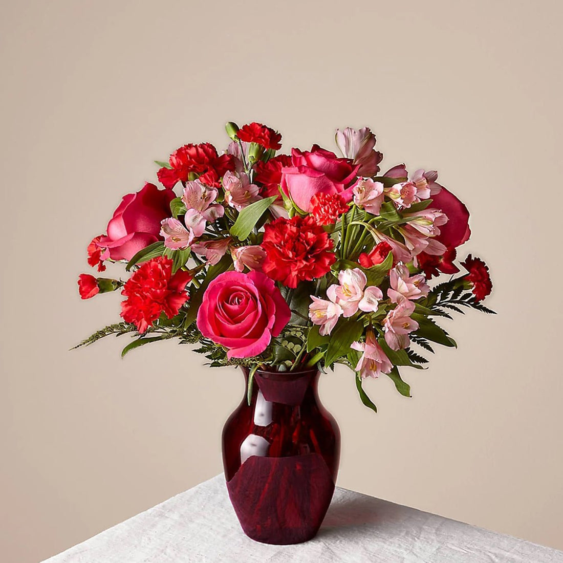 The Valentine Bouquet, Two colours of roses, carnations and more flowers make a bold statement of your love for Valentine&